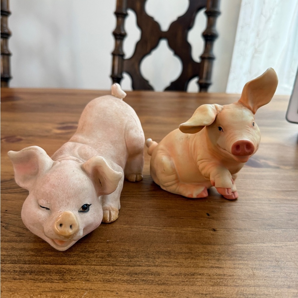 Pink Ceramic Pig Figurines - Home Accents